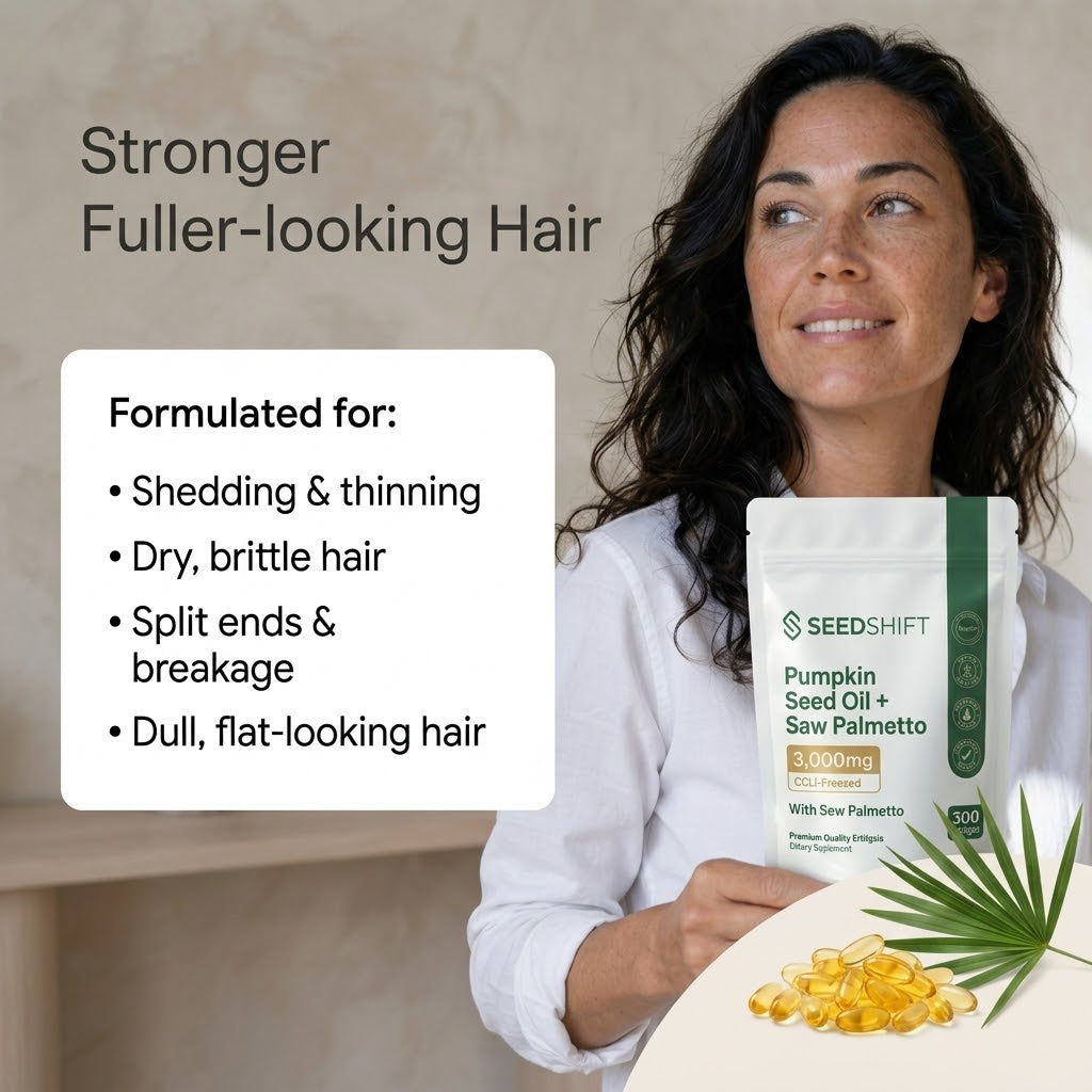 SEEDSHIFT – Hair Restore | Natural DHT Blocking Pumpkin Seed Oil + Saw Palmetto